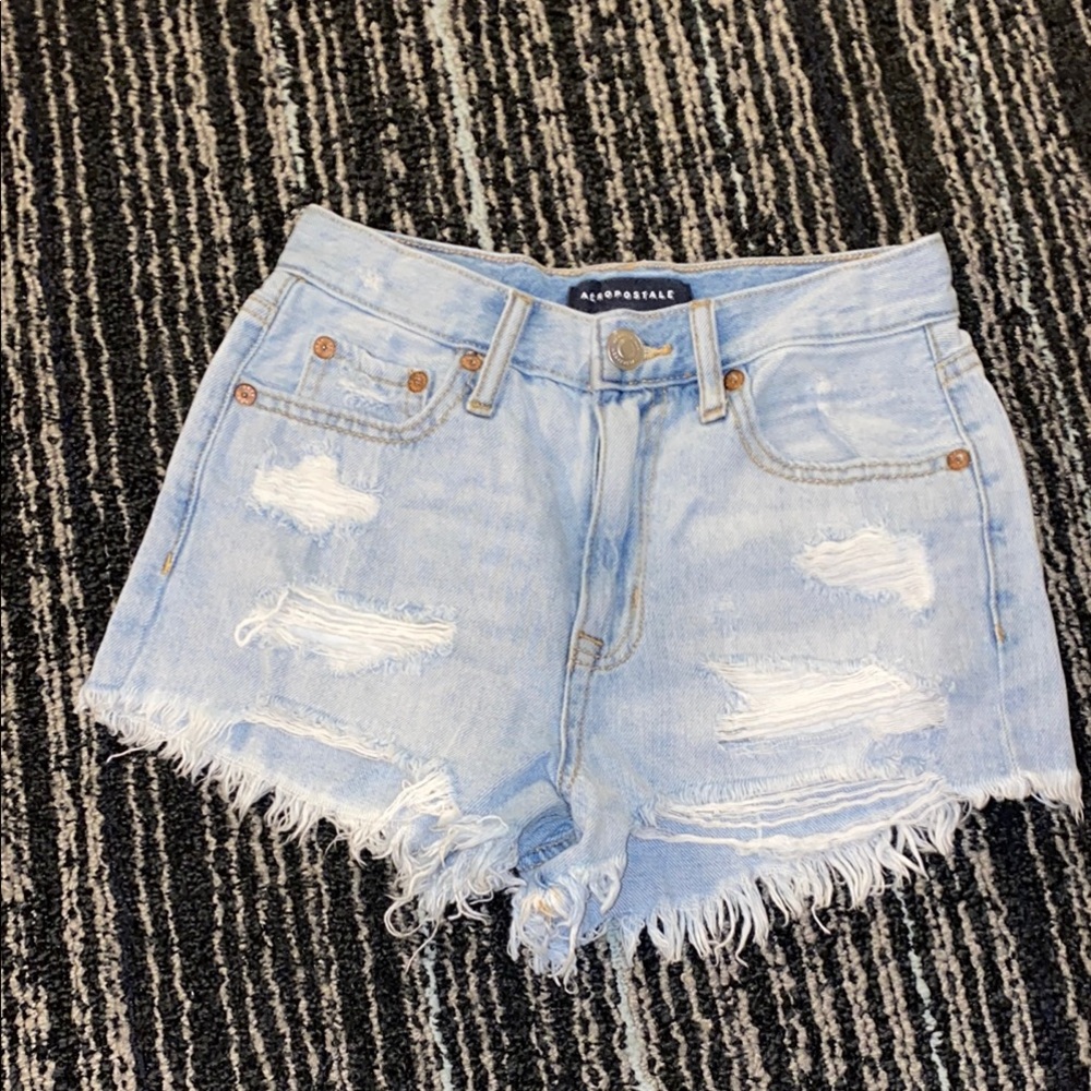 Aeropostale Blue Jean Shorts with Distressed Details